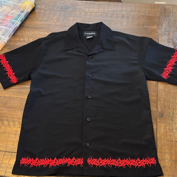 No Boundaries Other - No Boundaries Black and Red Casual Button Down Shirt